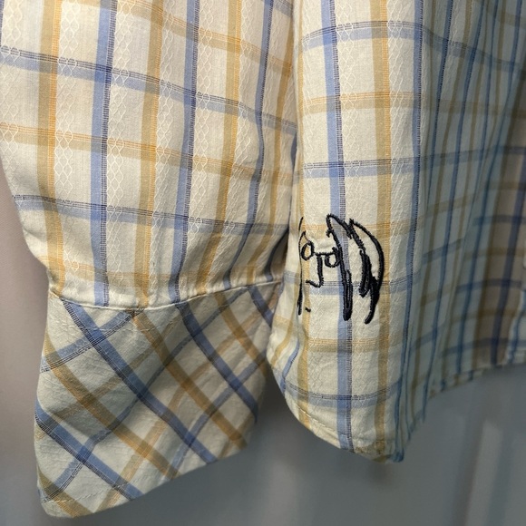 English Laundry John Lennon Button Down Shirt L 100% Cotton Blue Yellow Imagine - Picture 8 of 16